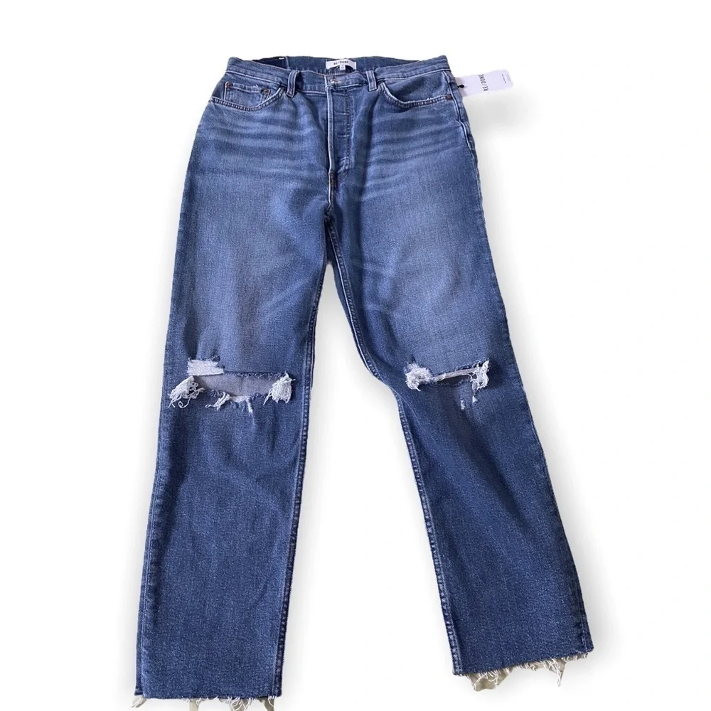 Re/Done High-Rise Distressed Stovepipe Jeans, ankle, size 30, NWT